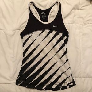 Black and White Striped Racerback Tank Top